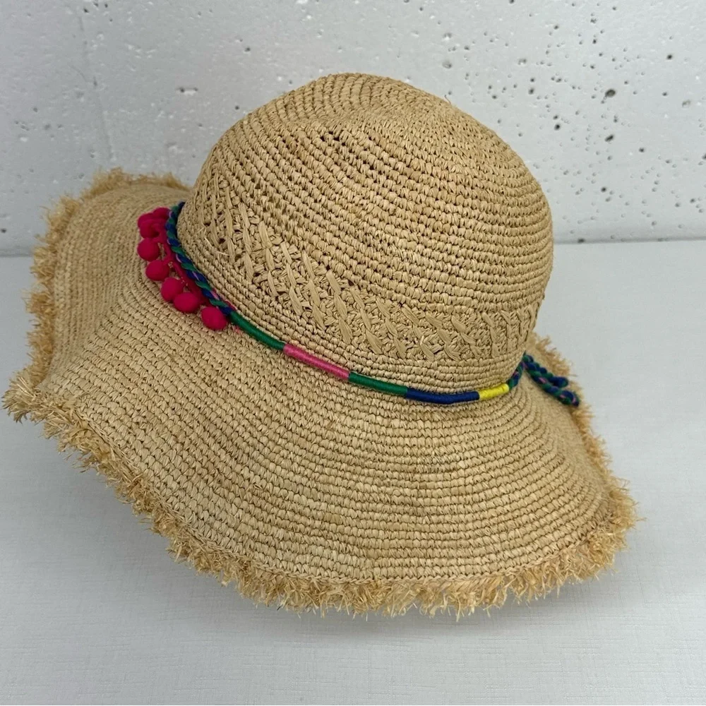 Caslon Rainbow Pom Tassel Straw Sun Hat